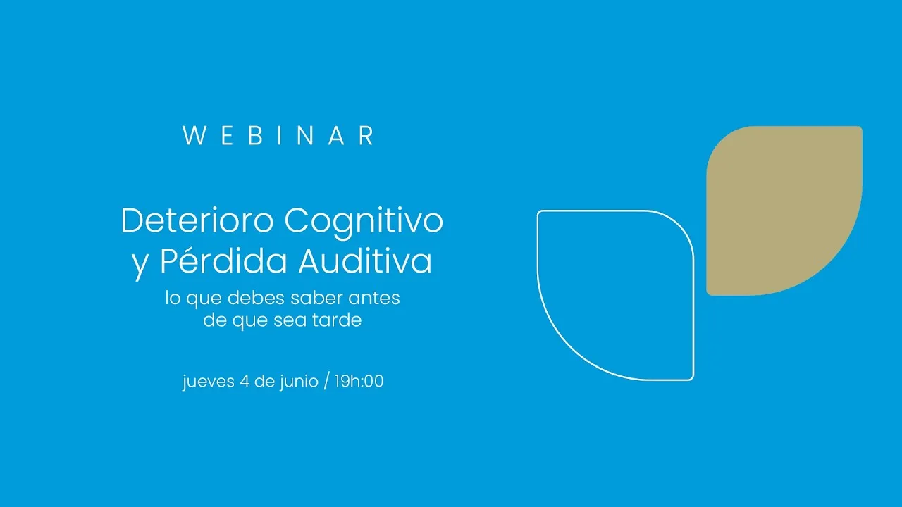 Portada del vídeo de Centros Clic, sobre fondo azul, con el título «Deterioro cognitivo y pérdida auditiva»